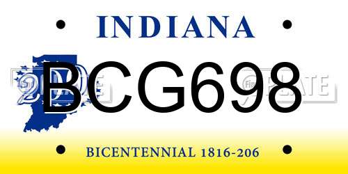 BCG698 Indiana License Plate