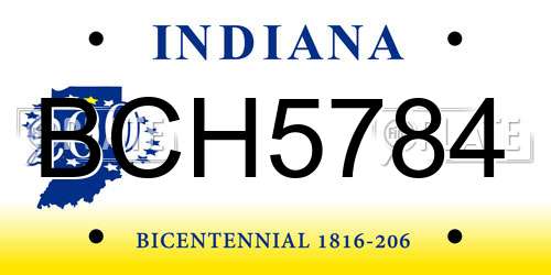 BCH5784 Indiana License Plate