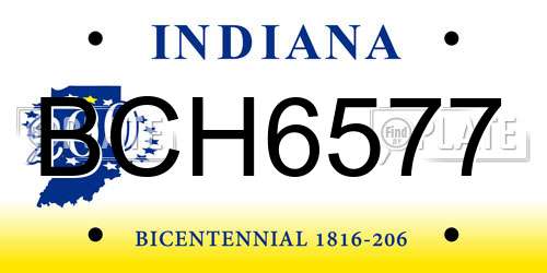 BCH6577 Indiana License Plate