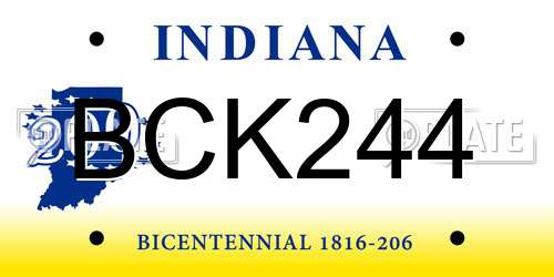 BCK244 Indiana License Plate