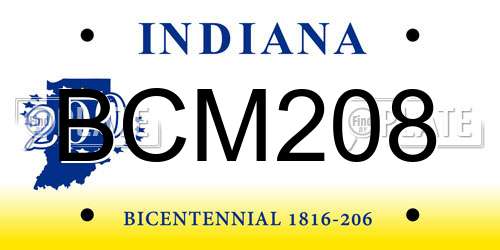 BCM208 Indiana License Plate