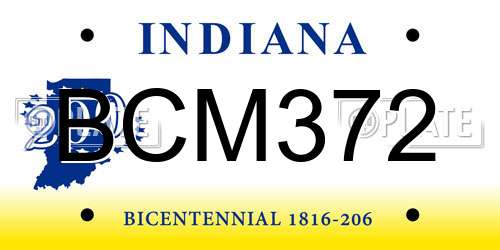 BCM372 Indiana License Plate
