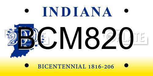 BCM820 Indiana License Plate