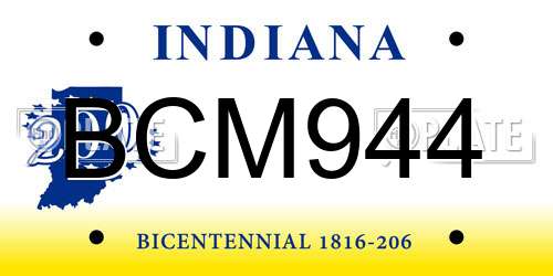 BCM944 Indiana License Plate