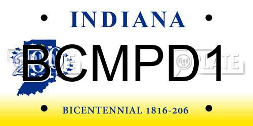 BCMPD1 Indiana License Plate