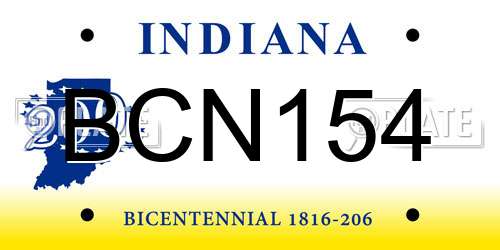 BCN154 Indiana License Plate