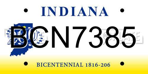 BCN7385 Indiana License Plate