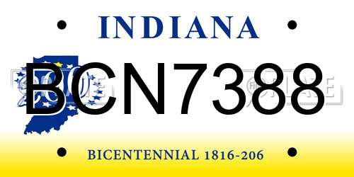 BCN7388 Indiana License Plate