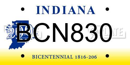 BCN830 Indiana License Plate