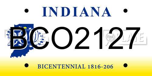 BCO2127 Indiana License Plate