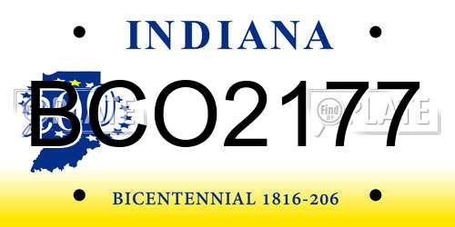 BCO2177 Indiana License Plate
