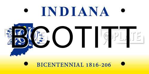 BCOTITT Indiana License Plate