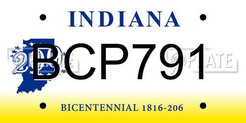 BCP791 Indiana License Plate