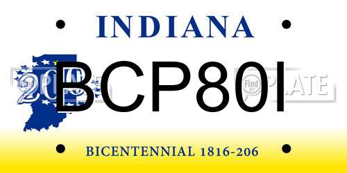 BCP80I Indiana License Plate