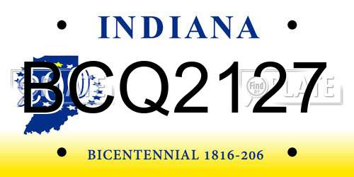 BCQ2127 Indiana License Plate