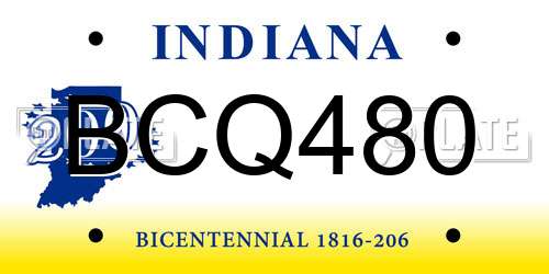 BCQ480 Indiana License Plate