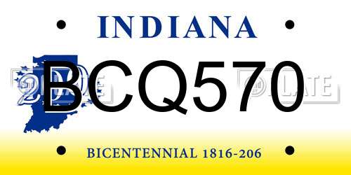 BCQ570 Indiana License Plate