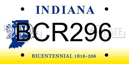 BCR296 Indiana License Plate