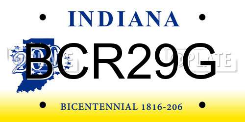 BCR29G Indiana License Plate