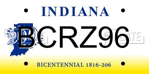 BCRZ96 Indiana License Plate