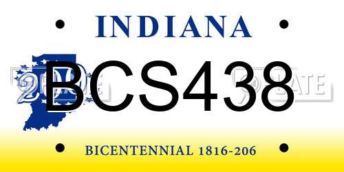 BCS438 Indiana License Plate