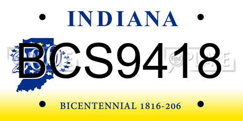 BCS9418 Indiana License Plate