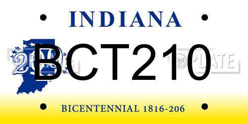 BCT210 Indiana License Plate