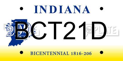 BCT21D Indiana License Plate