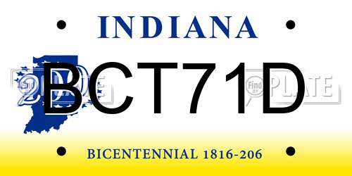 BCT71D Indiana License Plate