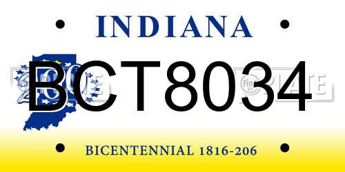BCT8034 Indiana License Plate