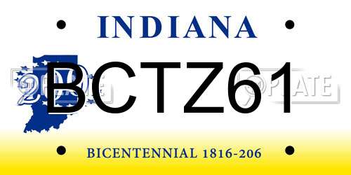 BCTZ61 Indiana License Plate