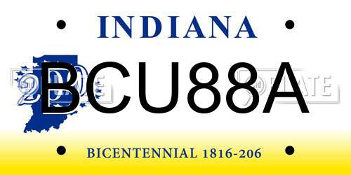 BCU88A Indiana License Plate