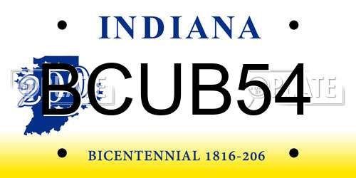BCUB54 Indiana License Plate