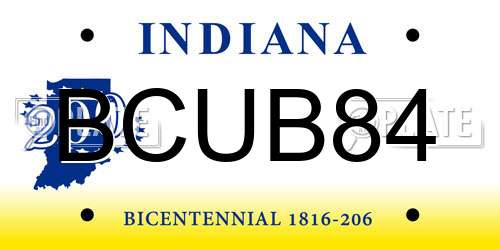 BCUB84 Indiana License Plate
