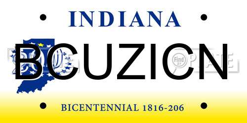 BCUZICN Indiana License Plate