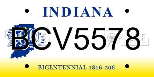 BCV5578 Indiana License Plate