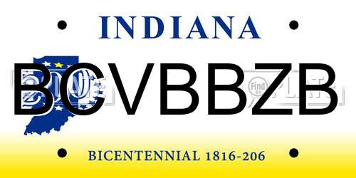 BCVBBZB Indiana License Plate