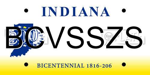 BCVSSZS Indiana License Plate
