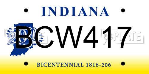 BCW417 Indiana License Plate