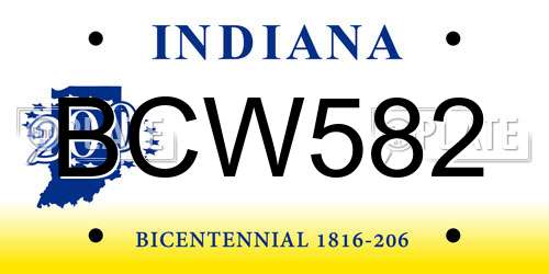 BCW582 Indiana License Plate