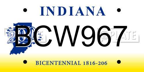 BCW967 Indiana License Plate
