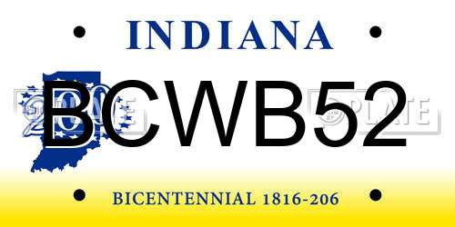BCWB52 Indiana License Plate