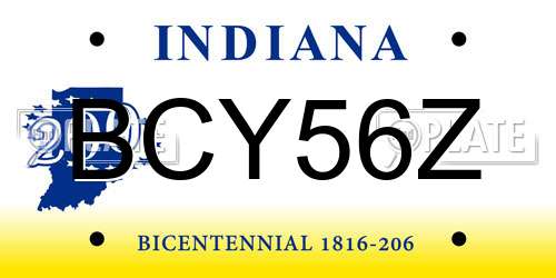 BCY56Z Indiana License Plate