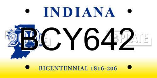 BCY642 Indiana License Plate