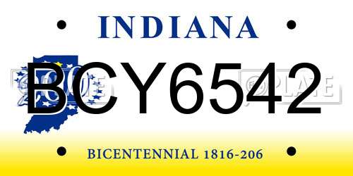 BCY6542 Indiana License Plate
