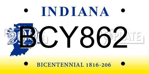 BCY862 Indiana License Plate