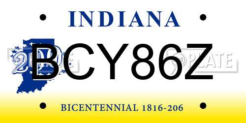 BCY86Z Indiana License Plate