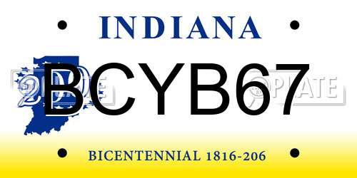 BCYB67 Indiana License Plate