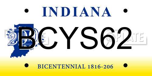 BCYS62 Indiana License Plate