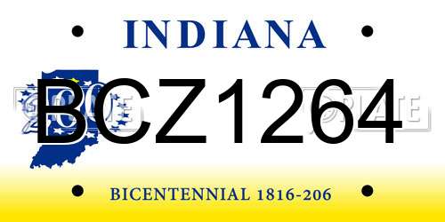 BCZ1264 Indiana License Plate